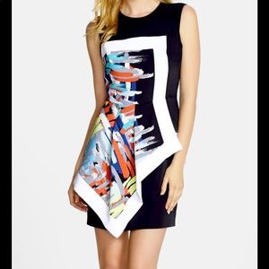 BCBGMAXAZRIA Alessandra Print Peplum Satin Dress
